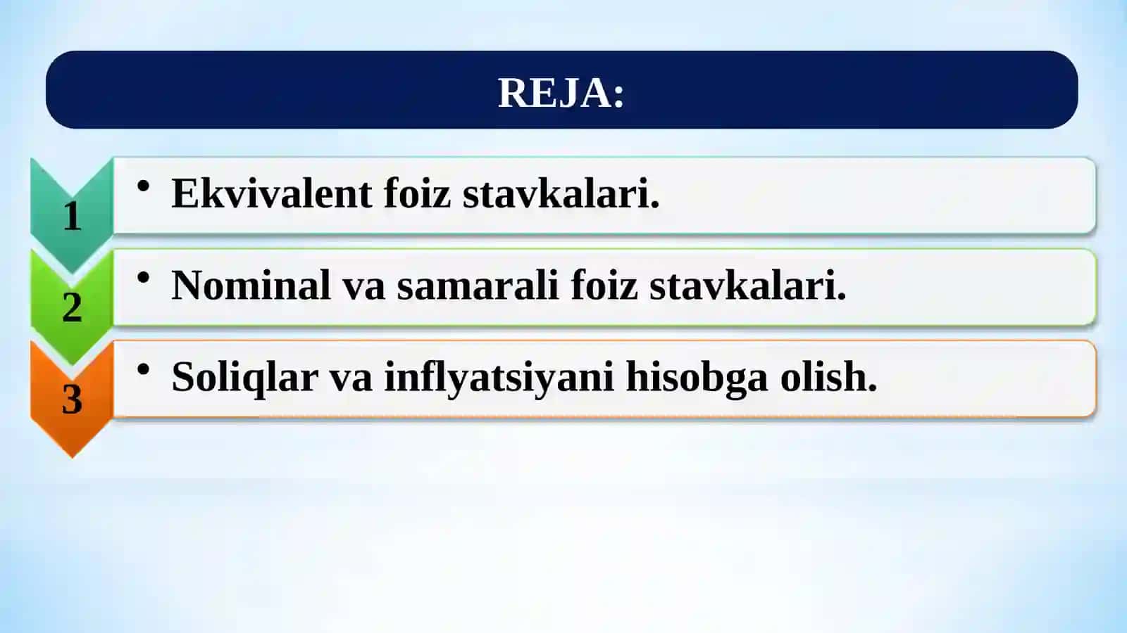 Foiz stavkalarining ekvivalentligi va moliyaviy operatsiyaning daromadliligi 2