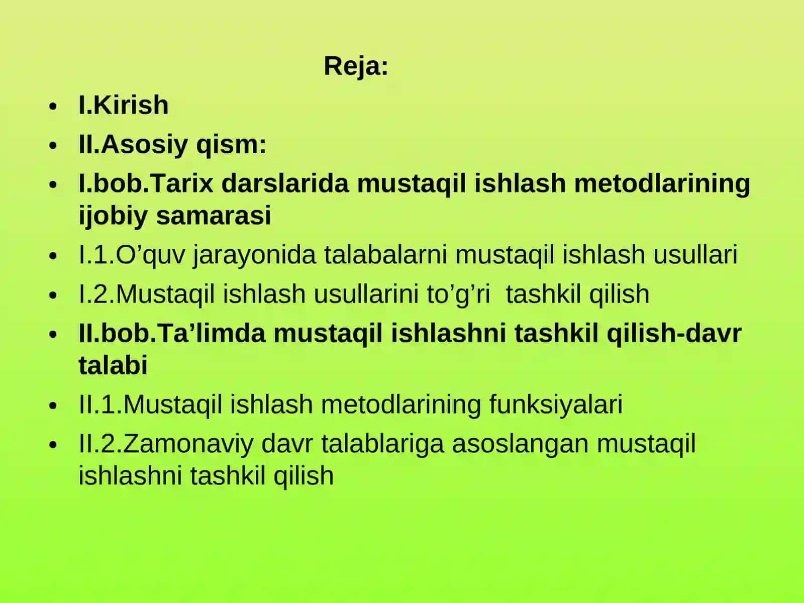 Tarix ta’limida mustaqil ishlash metodlari 2