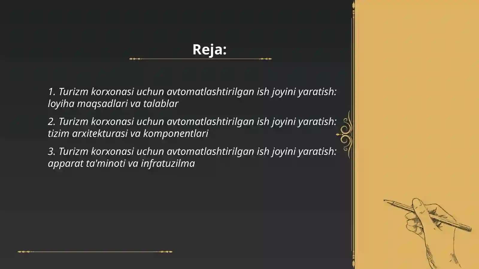 Turizm korxonasi uchun avtomatlashtirilgan ish joyini yaratish 2