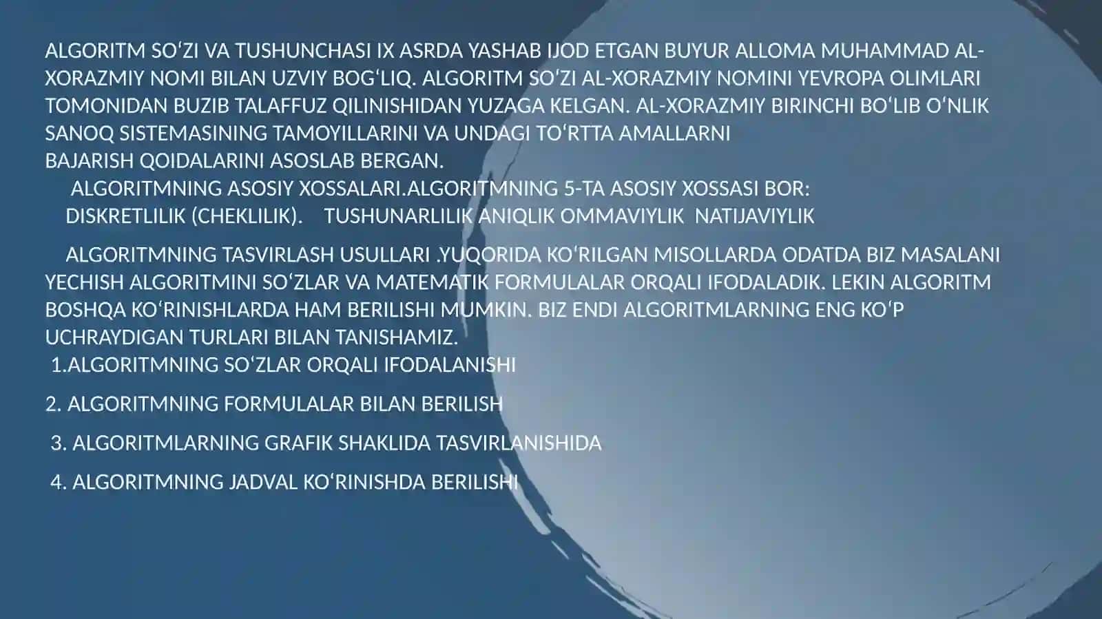 Takrorlanuvchi algoritmlar va ularni tasvirlash usullar 2