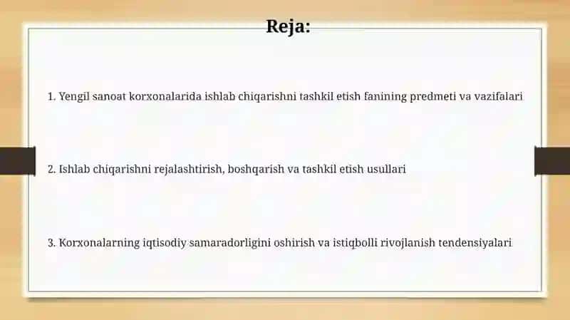 Ishlab chiqarishni tashkil etish fanining predmeti va vazifalari 2