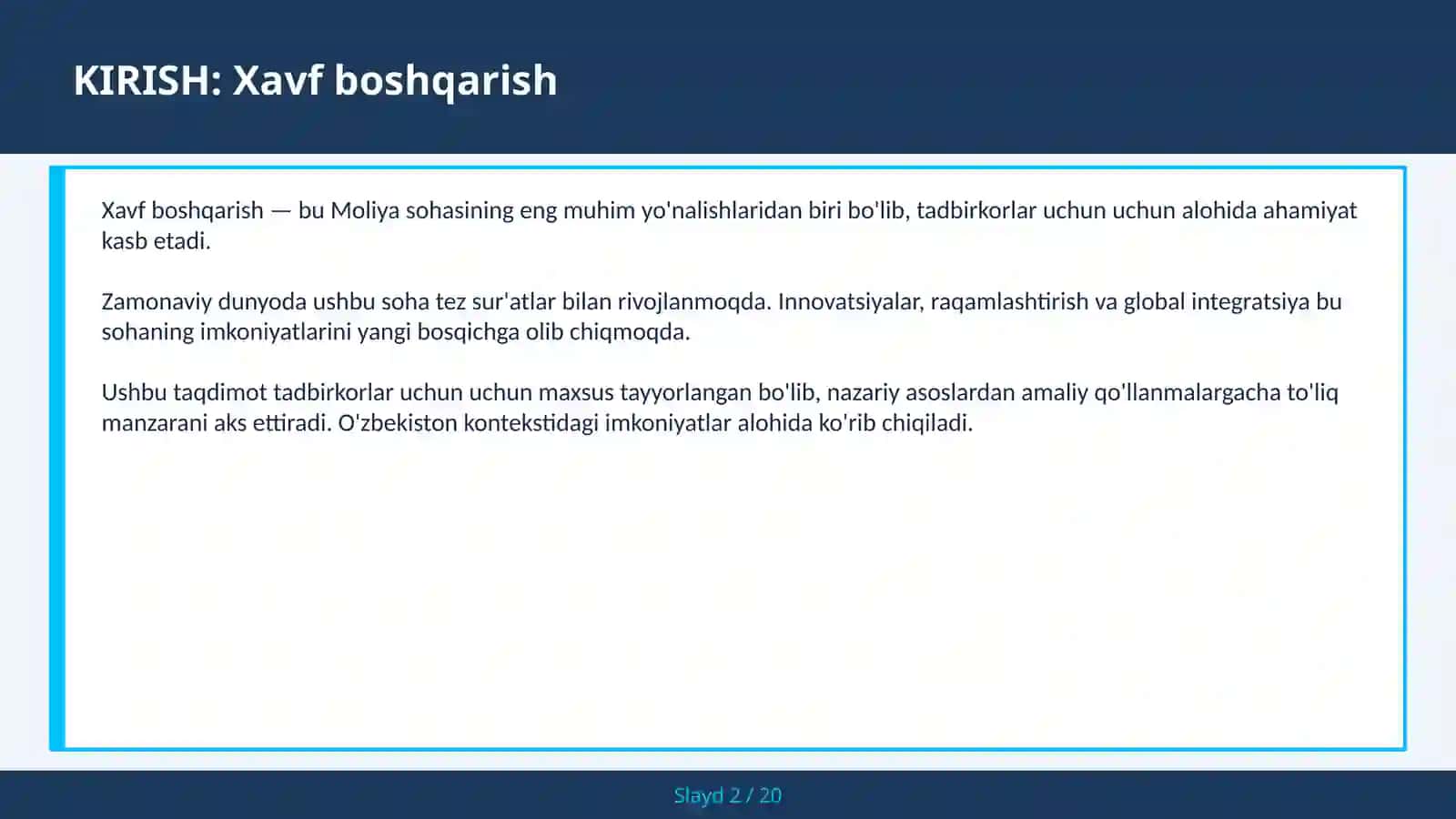Xavf boshqarish 2