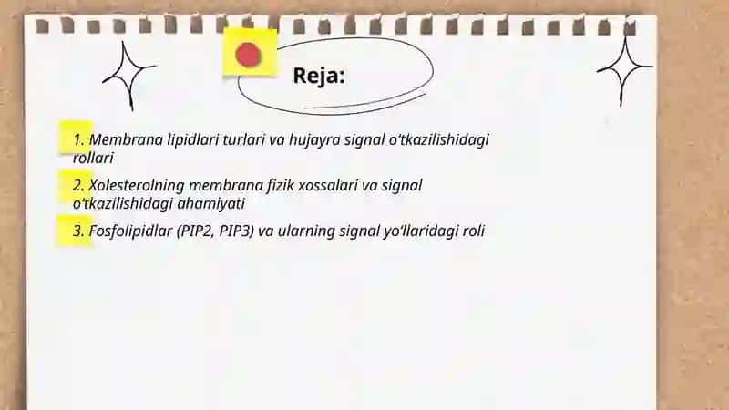 Membrana lipidlarining hujayra signal o’tqazilishidagi ahamiyati 2