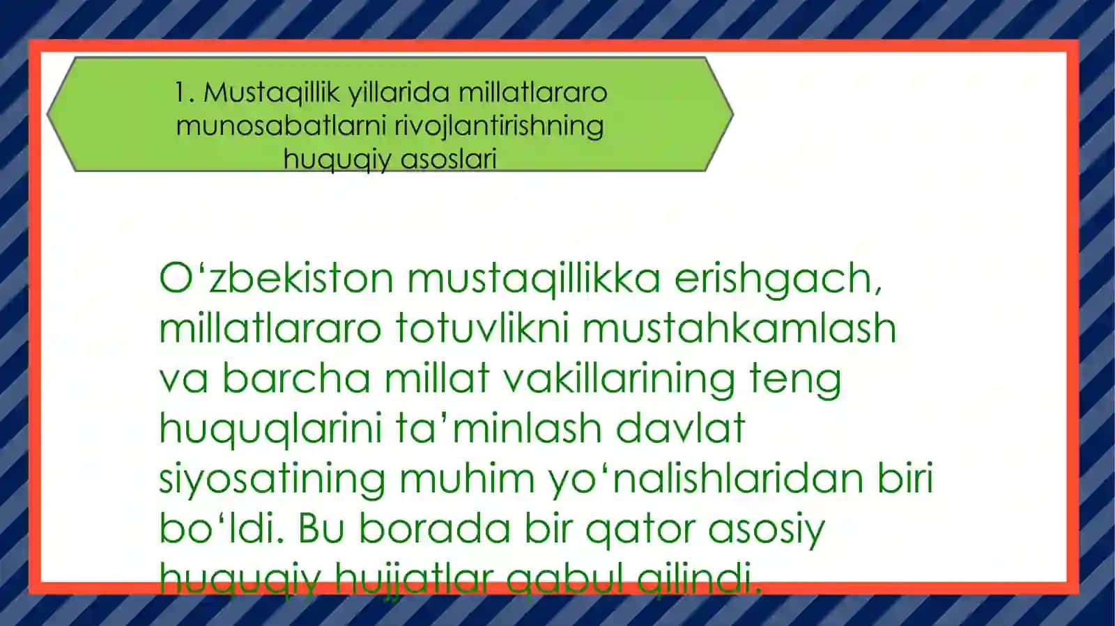 Mustaqillik yillarida millatlararo munosabatlarni rivojlantirishga bo'lgan e'tiborning ortib borishi 2