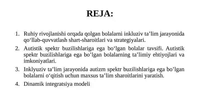 Autistik spektr buzilishtarga egalar bo'lgan bolalarning inkluziv ta'limi 2
