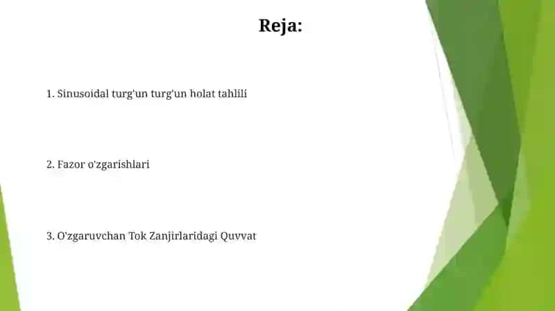 Uch fazali ozgaruvchan tok zanjirlari 2