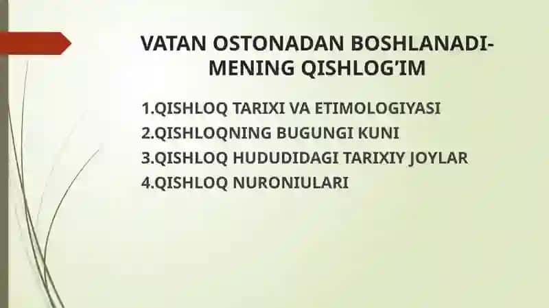 VATAN OSTONADAN BOSHLANADI- MENING QISHLOG’IM 2