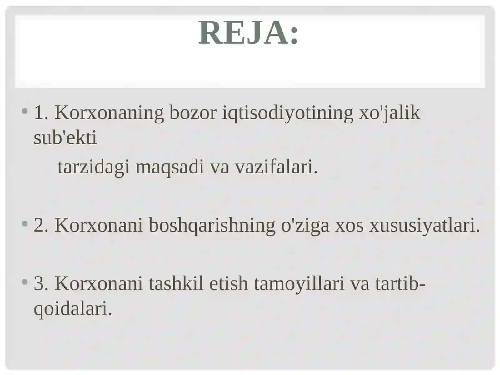 Korxona-Mustaqil xo'jalik yurituvchi bozor sub'ekti 2