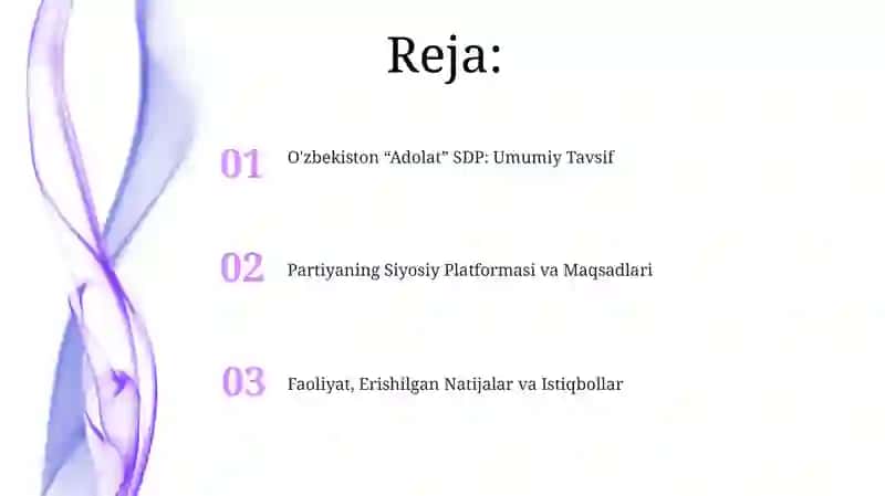 O'zbekiston “Adolat” SDP: Umumiy Tavsif 2