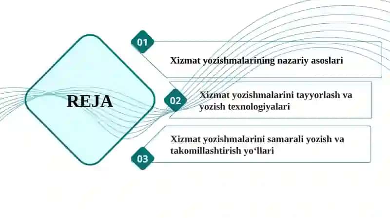 Xizmat yozishmalarini yozish texnologiyasi 2