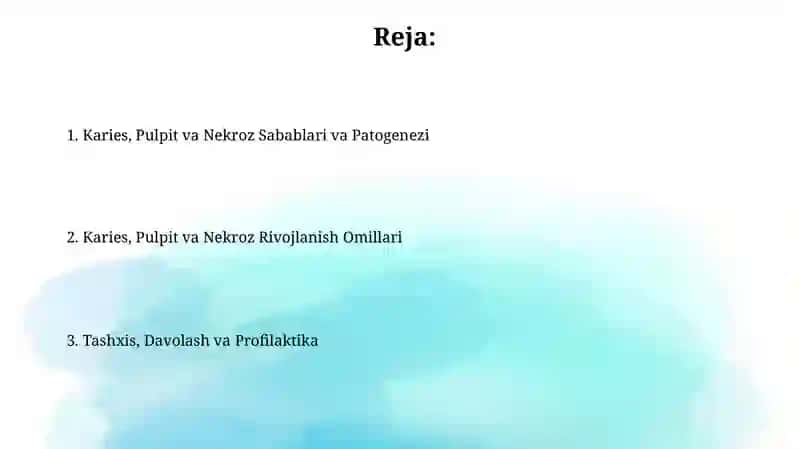 Karies, Pulpit va Nekroz Sabablari 2