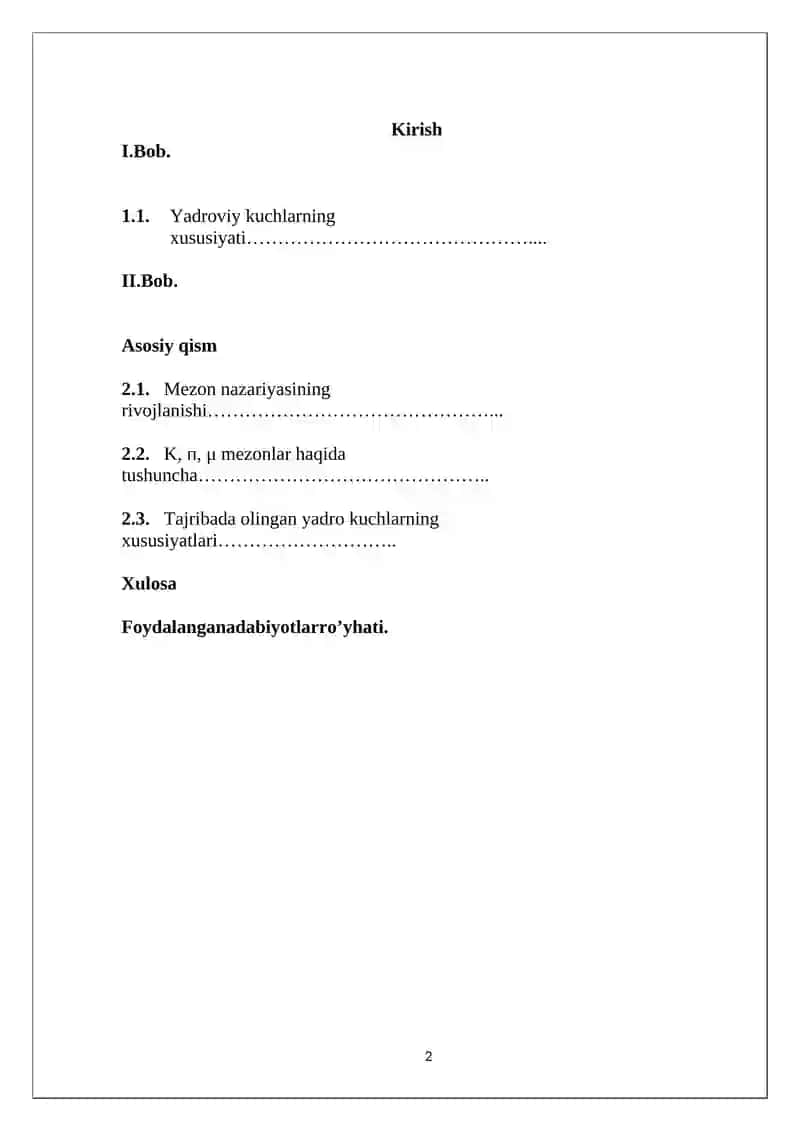 “Yadroviy kuchlarning mezon nazariyasi” 2