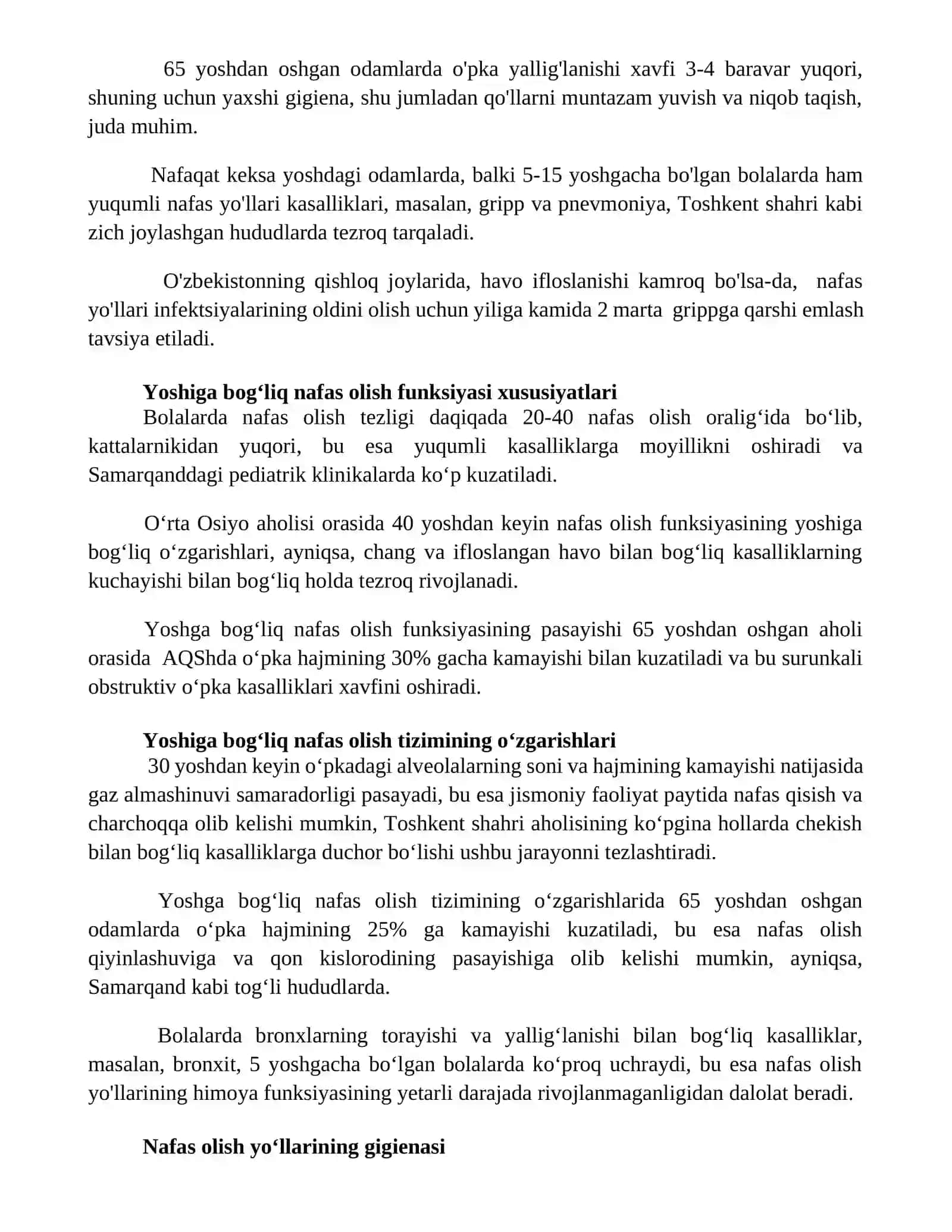 Nafas olish faoliyatining yosh xususiyati va gigienasi 2