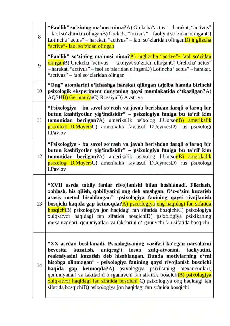 Psixologiya fanining rivojlanishi 2