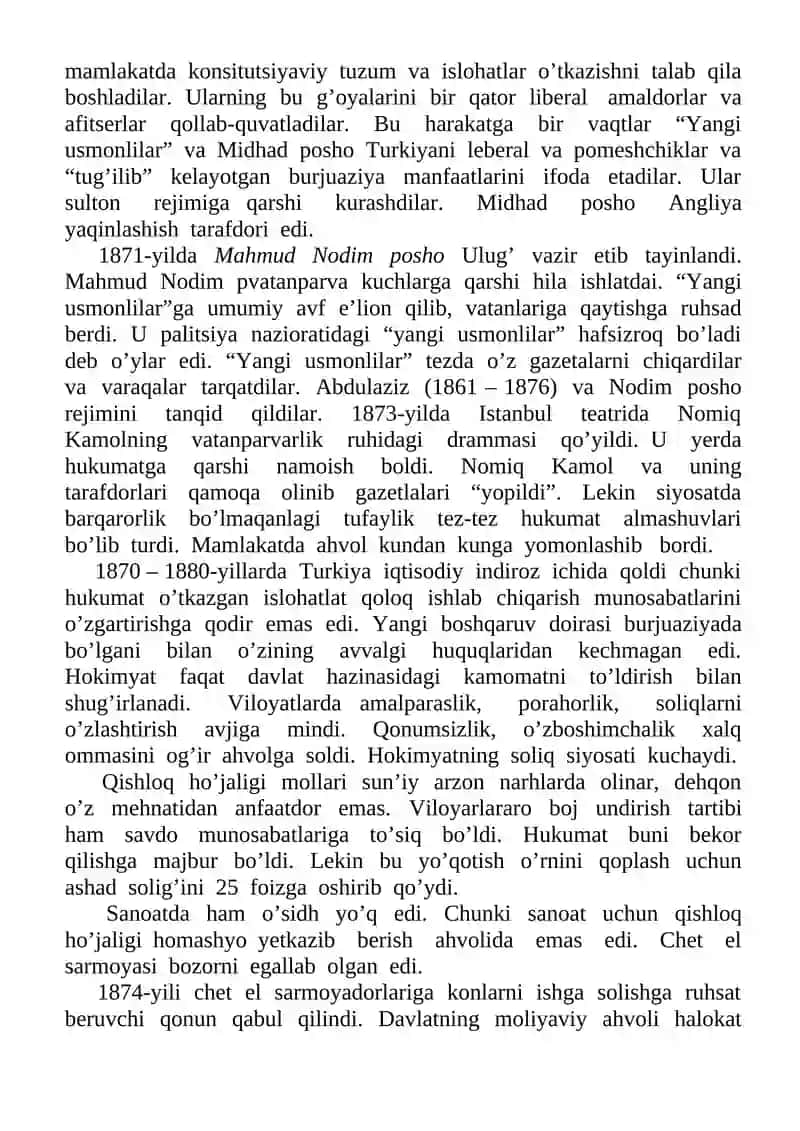 XIX  asrning  oxirida  Turkiya 2