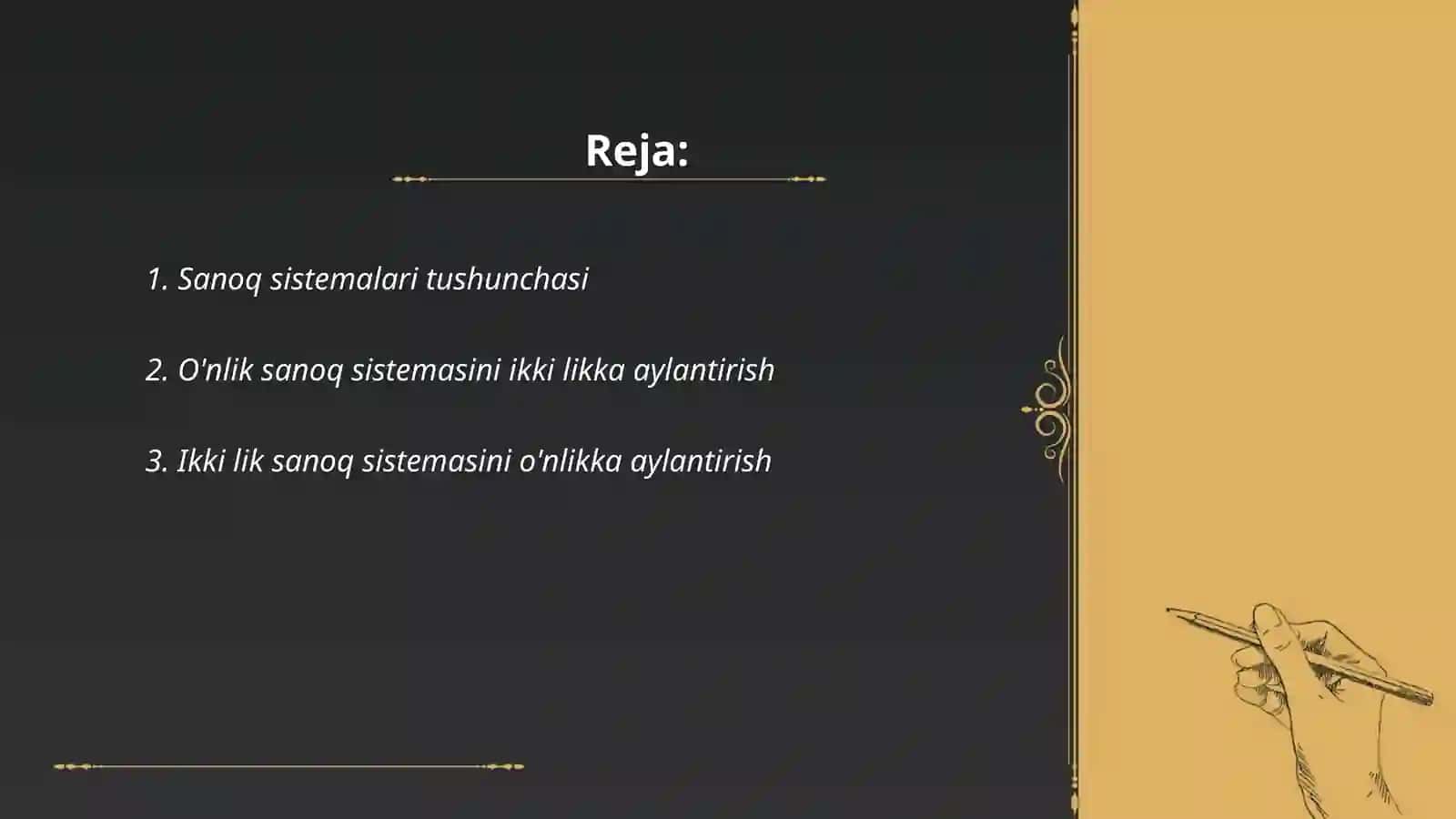 Sanoq sistemalari va algoritmlar 2