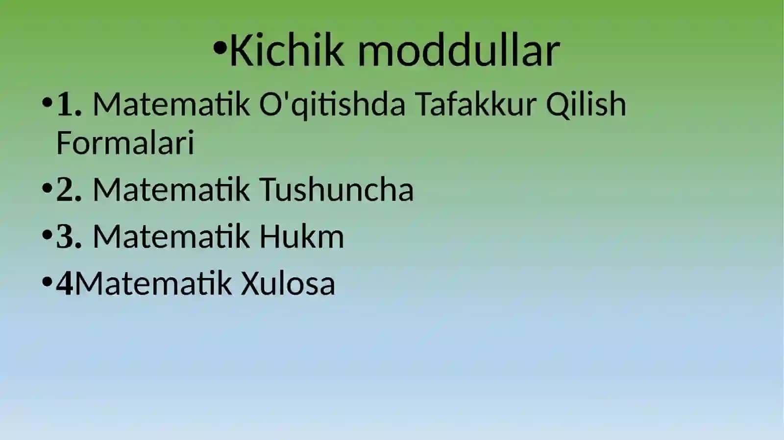 Matematika o`qitishda tafakkur qilish formalari. Matematika o`qitish jarayonida tafakkur kilish formalari: matematik tushuncha, matematik hukm va matematik xulosa   haqida taqdimot 2