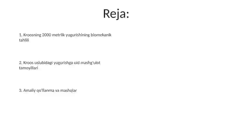 Kroos yugurish texnikasini o'rgatish(2000)m 2