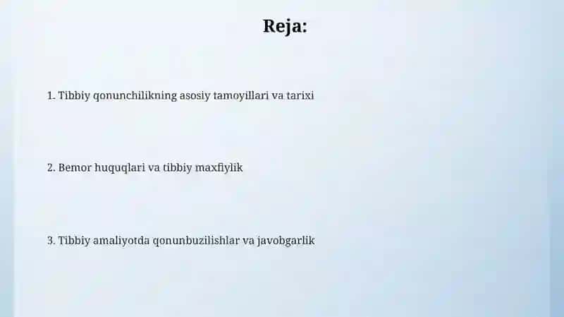 Tibbiyotga oid qonunlar 2