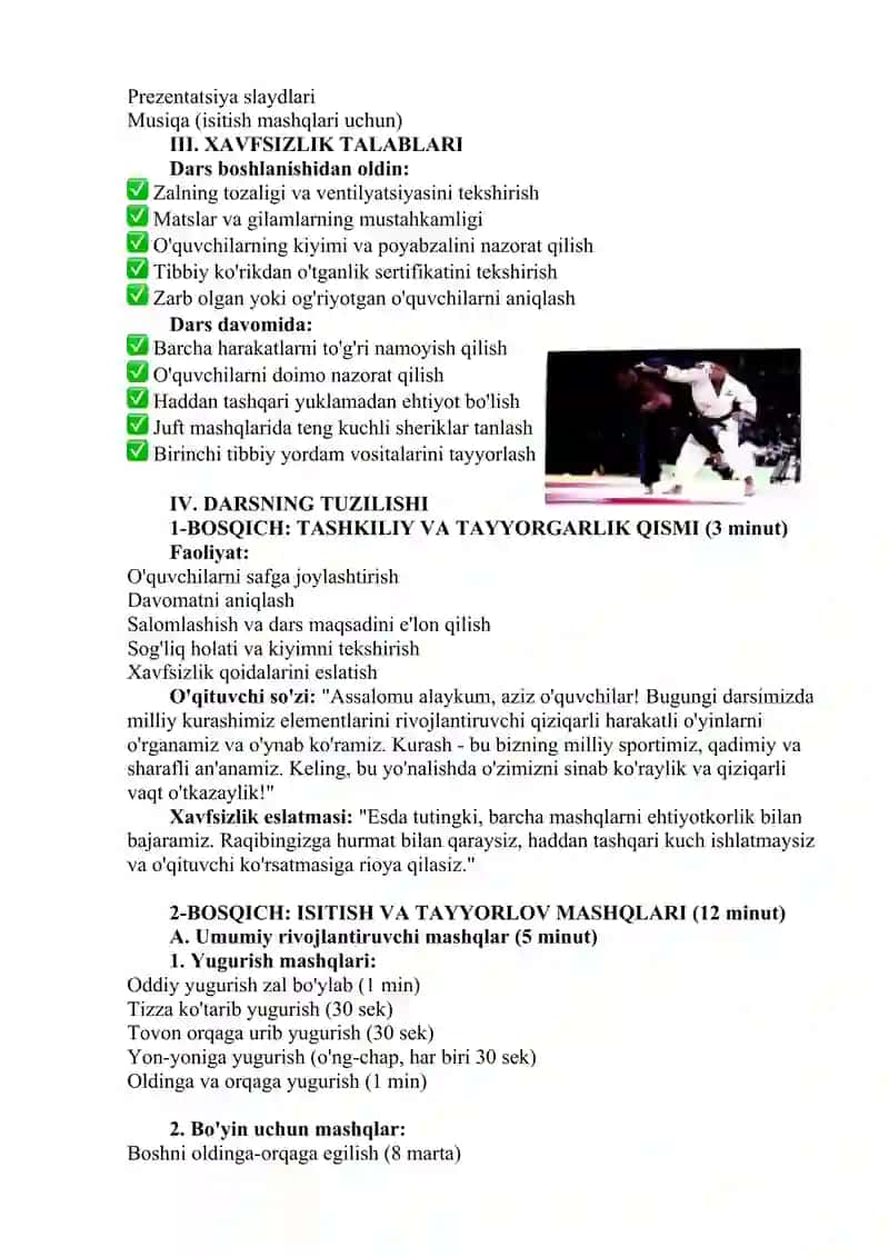 Kurash elementlarini rivojlantiruvchi harakatli o'yinlarni tashkil qilish va o'tkazish 2