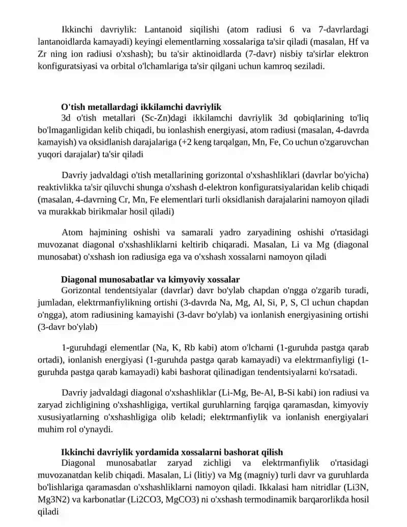 Ikkinchi darajali davriylikning qo'llanilishi 2