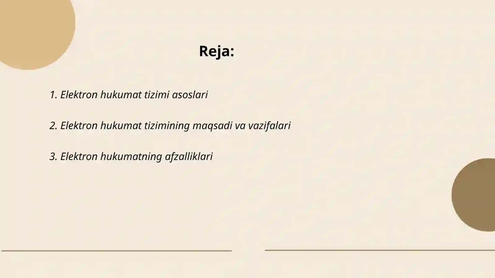 Elektron hukumat tizmining ishlash xususiyatlari 2