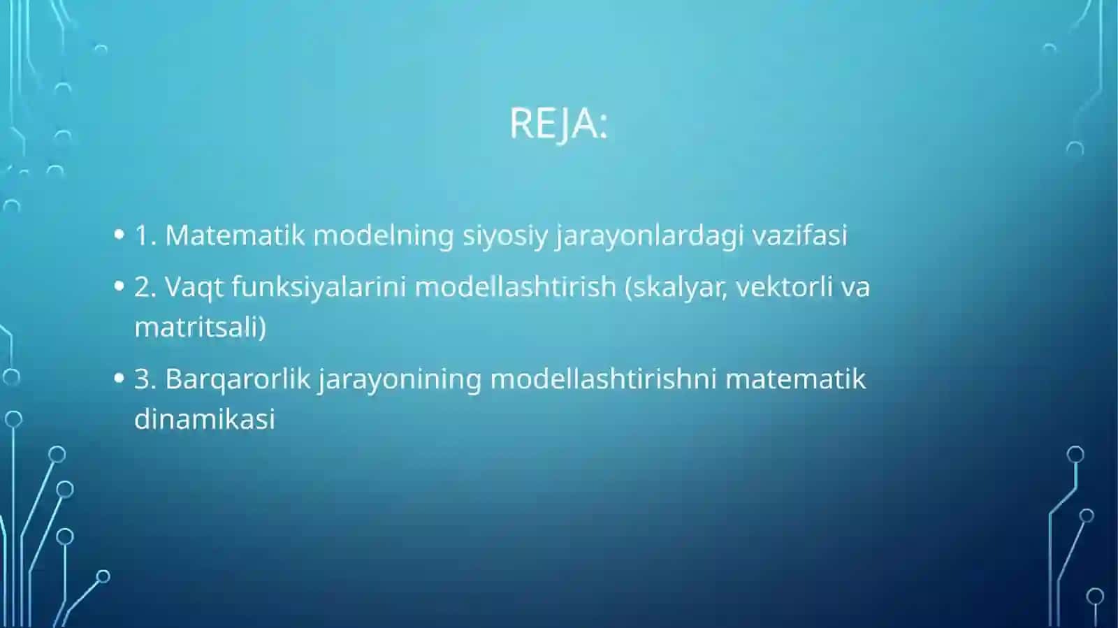 Siyosiy jarayonlarni tavsiflovchi matematik modelning asosiy vazifasi 2