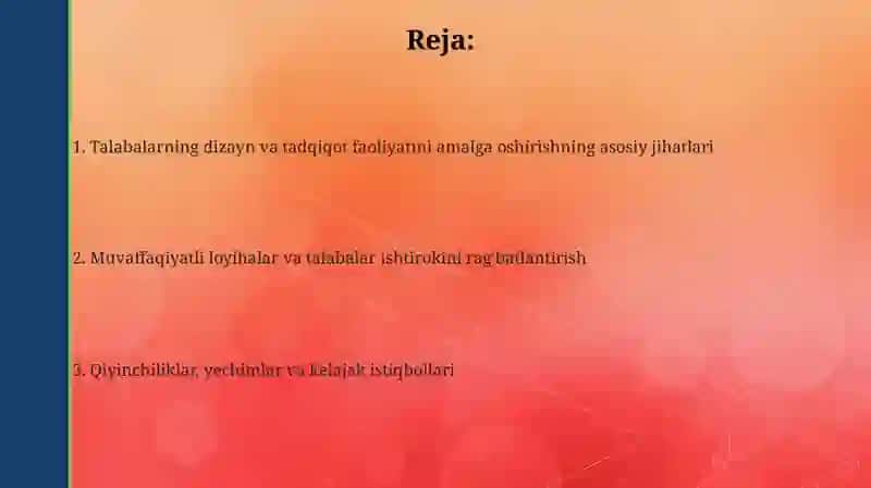 Talabalar Dizayn va Tadqiqot Faoliyati 2