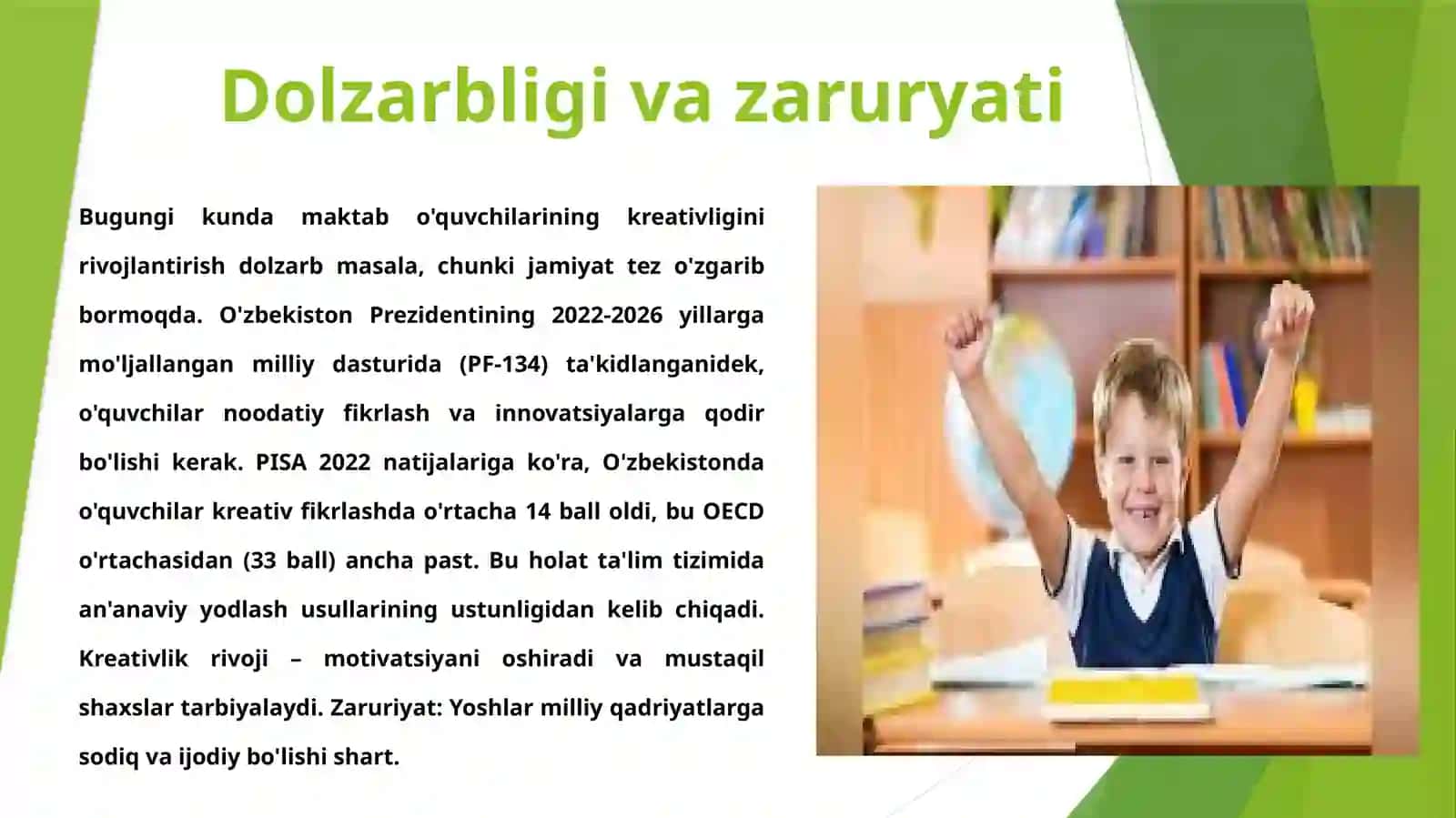 Maktabo'quvchilarining kreativligini masalalaryni echish va qo'lga kiritish 2