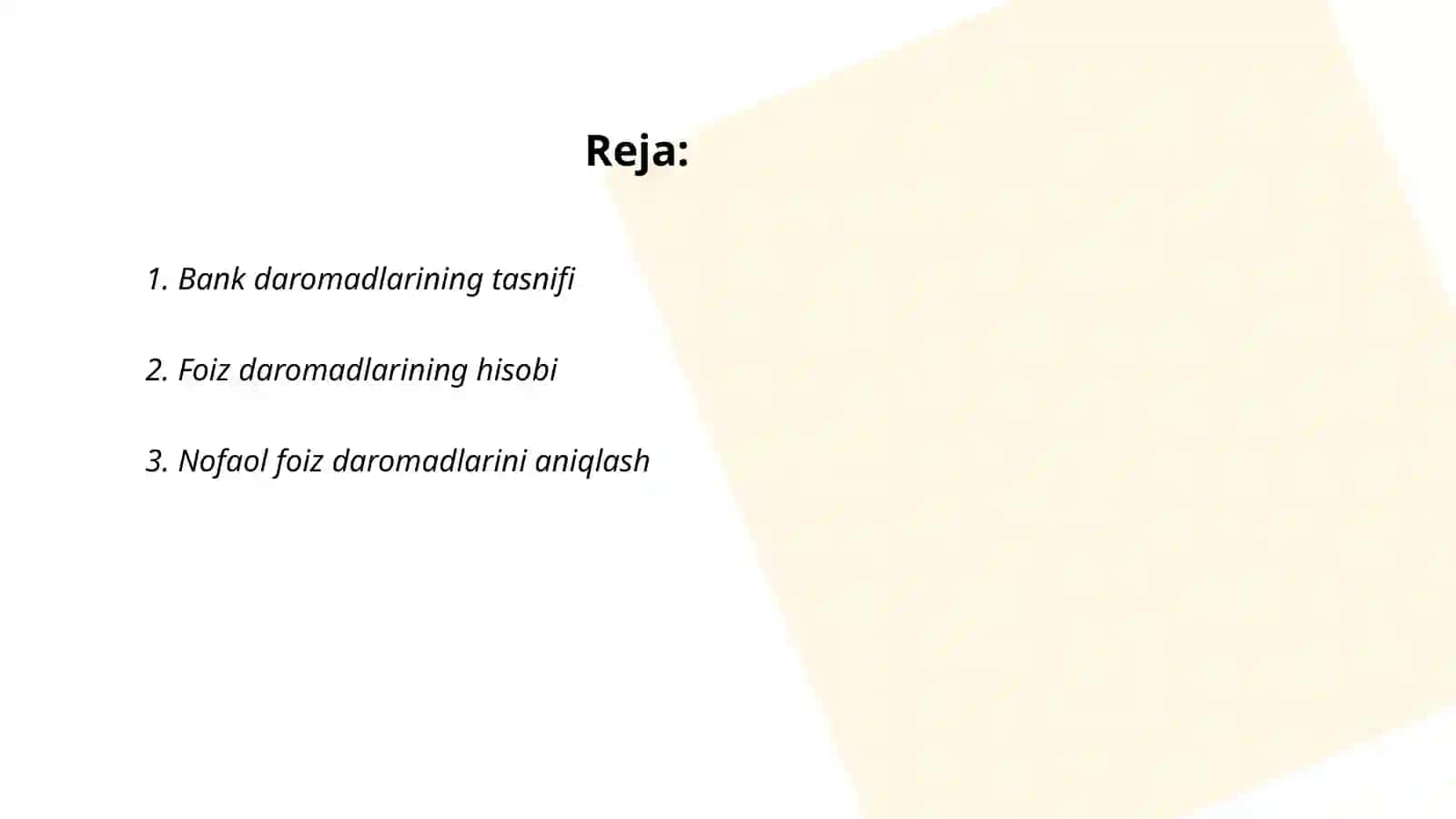 Banklarda daromadlarning hisobi va audit 2