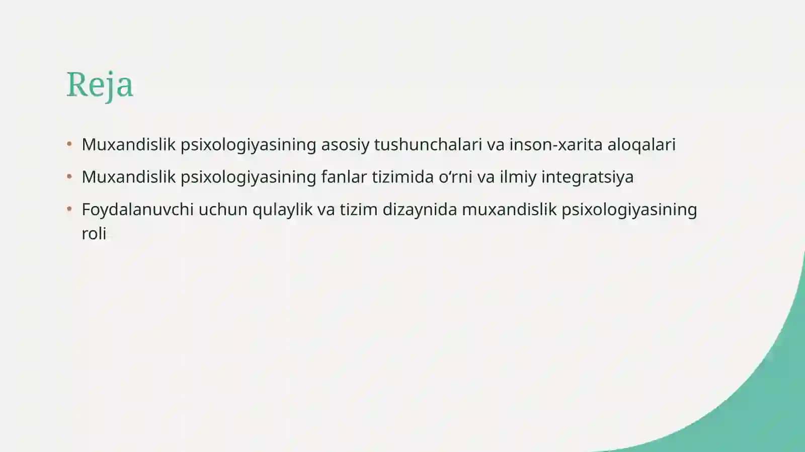 Muxandislik psixologiyasining fanlar tizimida tutgan o'rni 2
