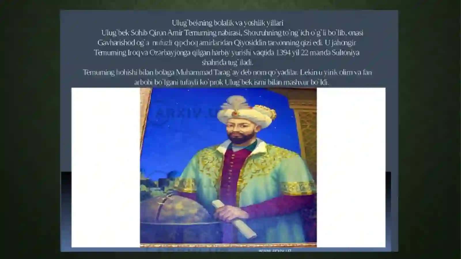 MirzoUlug’bek–davlatarbobivabuyukolim 2