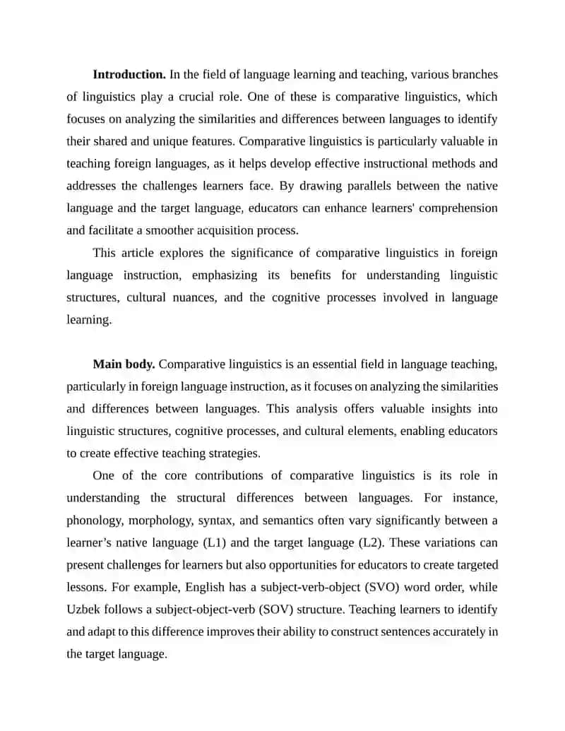 THE IMPORTANCE OF COMPARATIVE LINGUISTICS IN TEACHING FOREIGN LANGUAGES 2