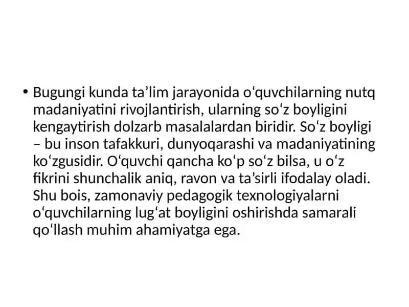 O‘quvchilarning so‘z boyligini oshirishga qaratilgan texnologiyalar 2