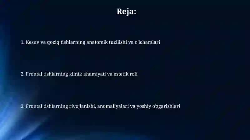 Doimiy tishlovdagi frontal guruh tishlarning tuzilishi 2
