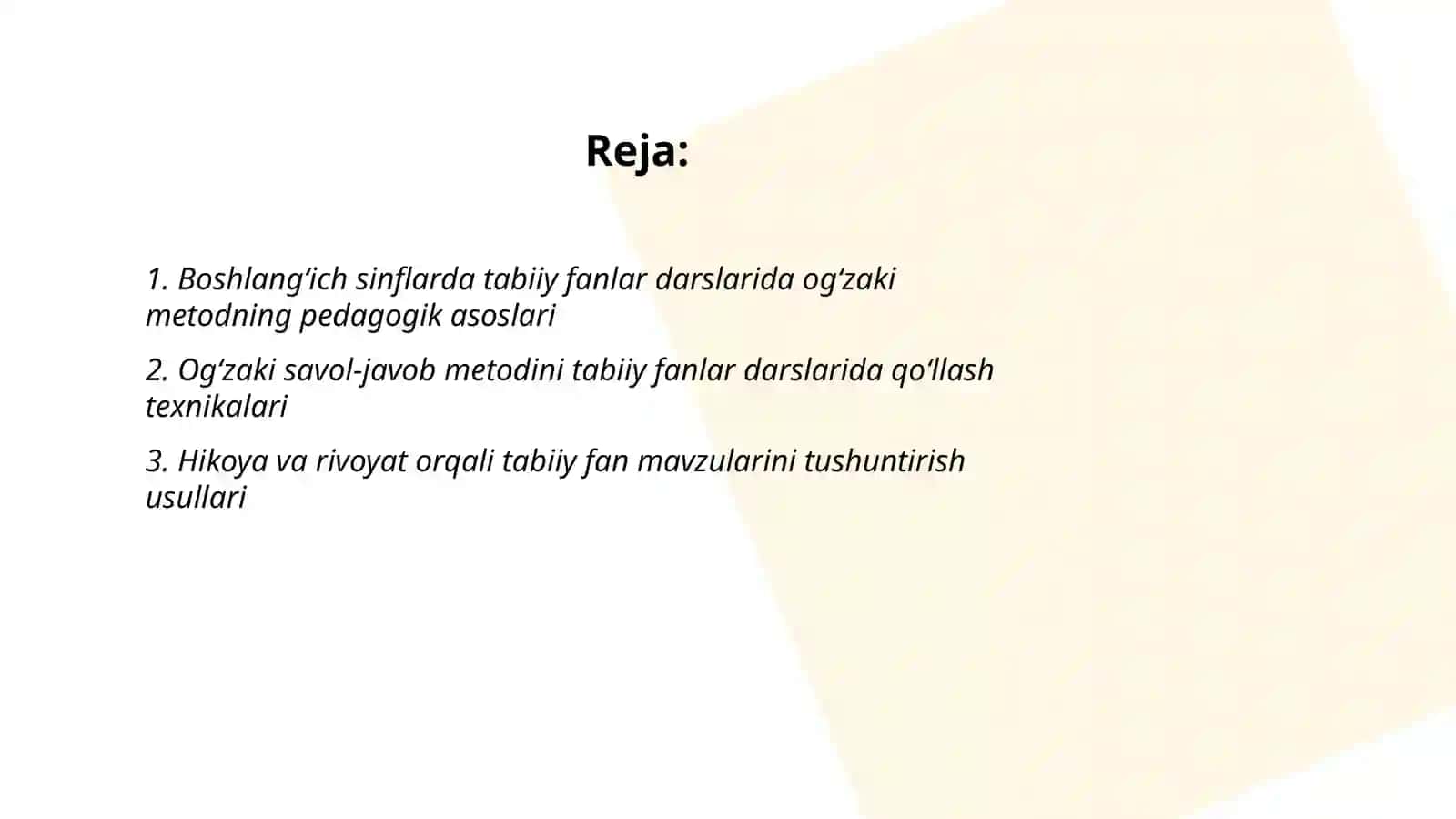 Boshlang'ich ta'lim tabiiy fanlari darslarida og'zaki va ko'rgazma metodlardan foydalanish 2