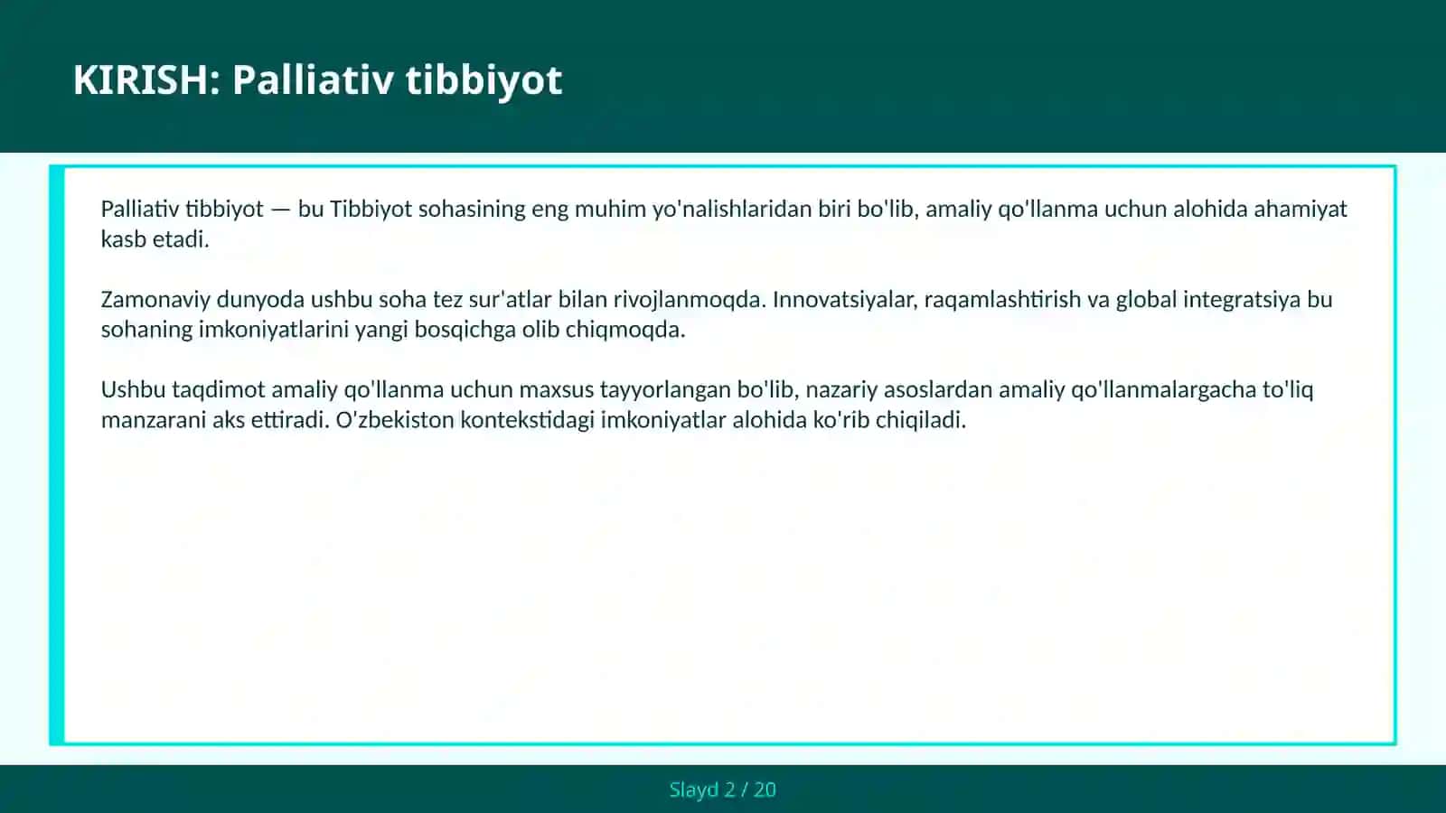 Palliativ tibbiyot amaliy qo'llanma 2