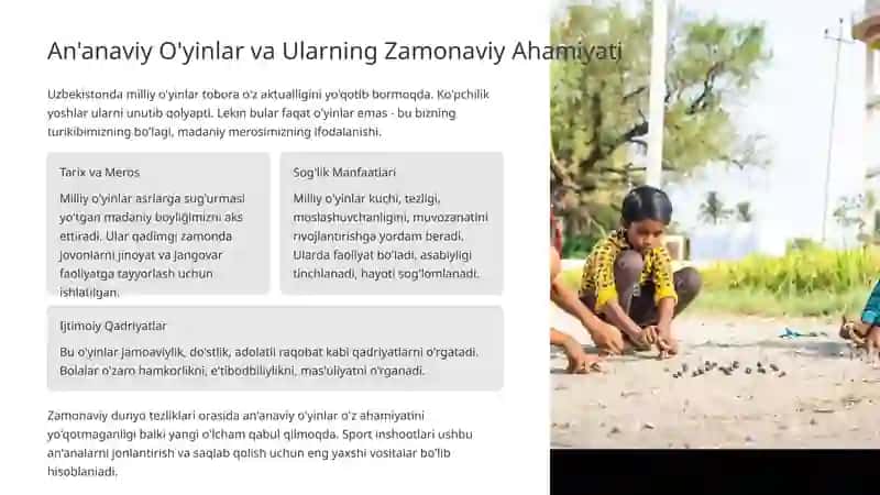 Milliy va Harakatli O'yinlarni O'tkazishda Sport Inshootlaridan Foydalanish 2