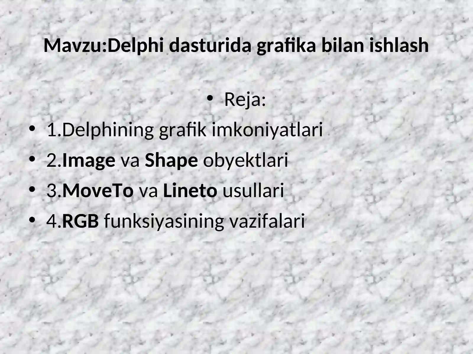 Delphi dasturida grafika bilan ishlash 2