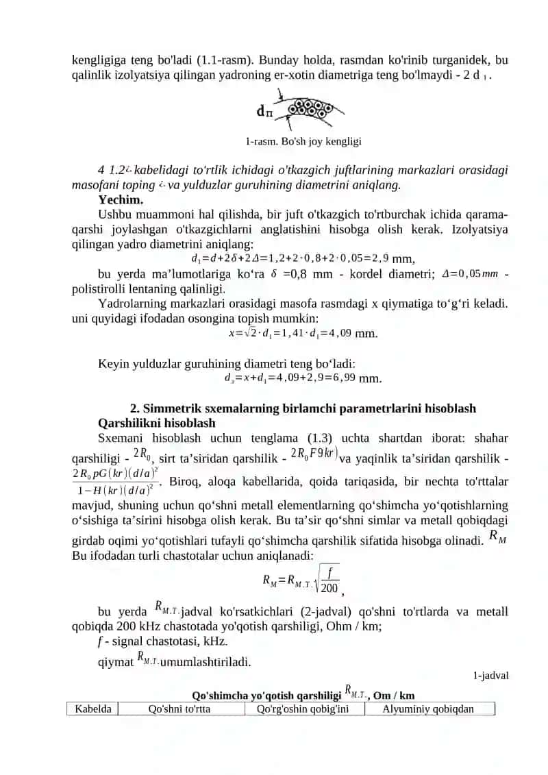 Simmetrik kabellarning tarkibiy elementlari 2