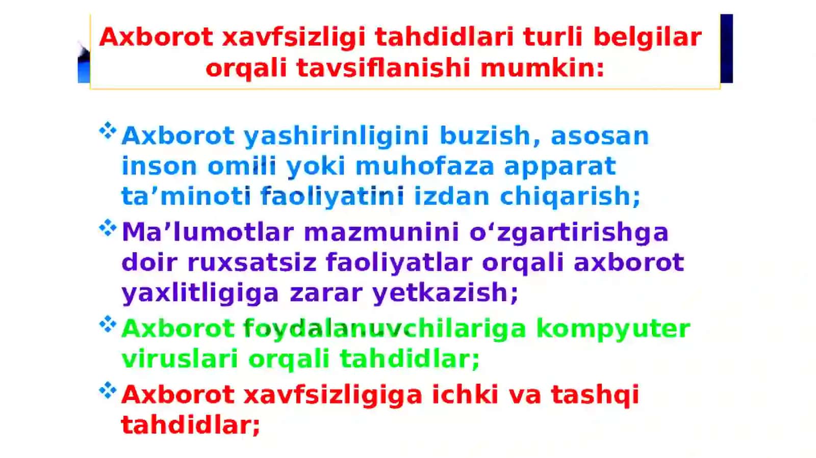 Axborot tahdidlari tushunchasi 2