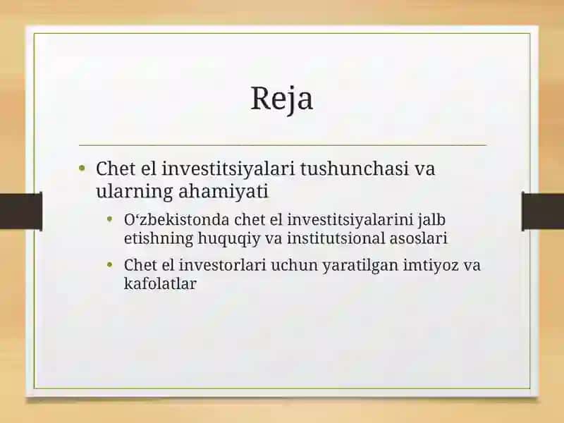 Chet el investitsiyalarini jalb etish 2