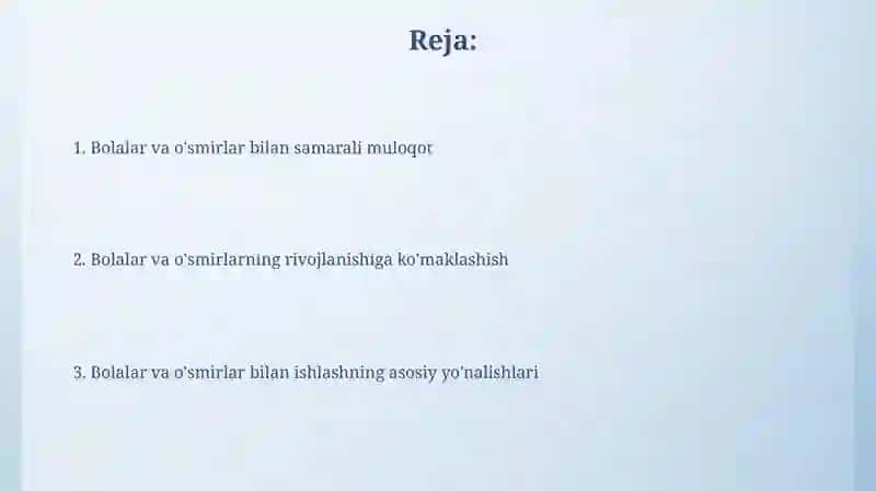 Bolalar va yoshlar bilan ishlashning asosiy yoʻnalishlari 2
