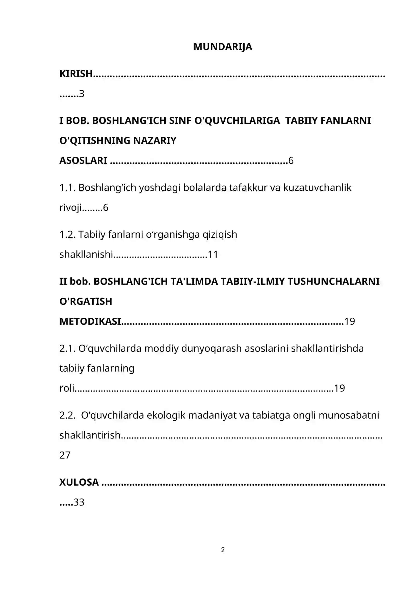 BOB. BOSHLANG'ICH SINF O'QUVCHILARIGA TABIIY FANLARNI O'QITISHNING NAZARIY ASOSLARI 2