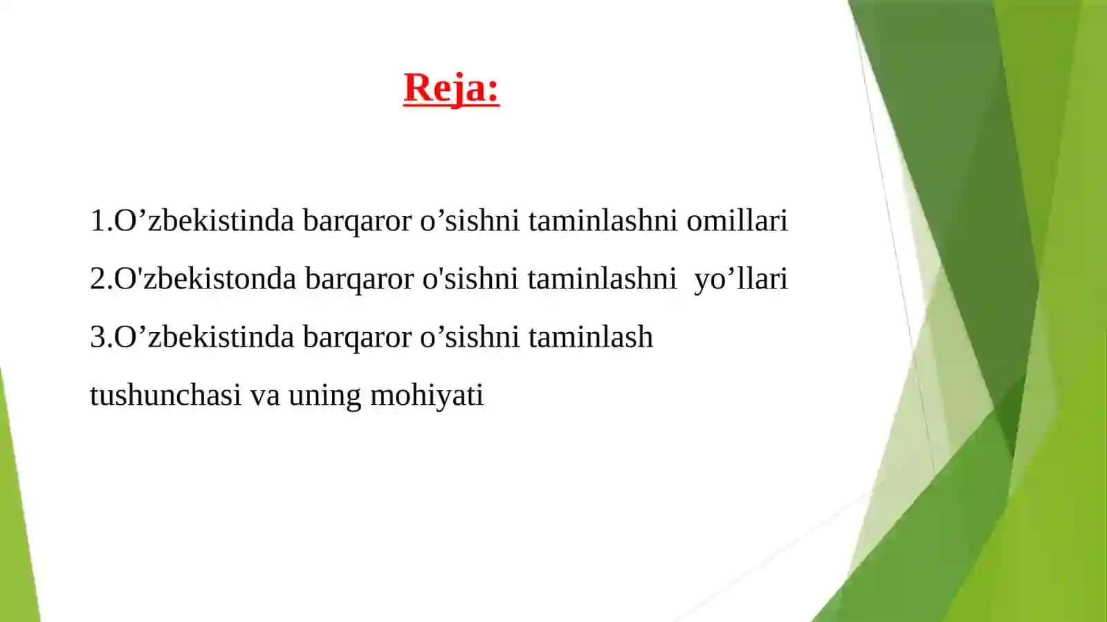 O’zbekistonda barqaror o’sishni ta'minlashning omilari va yo'llari 2