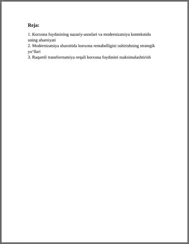 KORXONA FOYDASINING NAZARIY-ASOSLARI VA MODERNIZATSIYA KONTEKSTIDA UNING AHAMIYATI 2