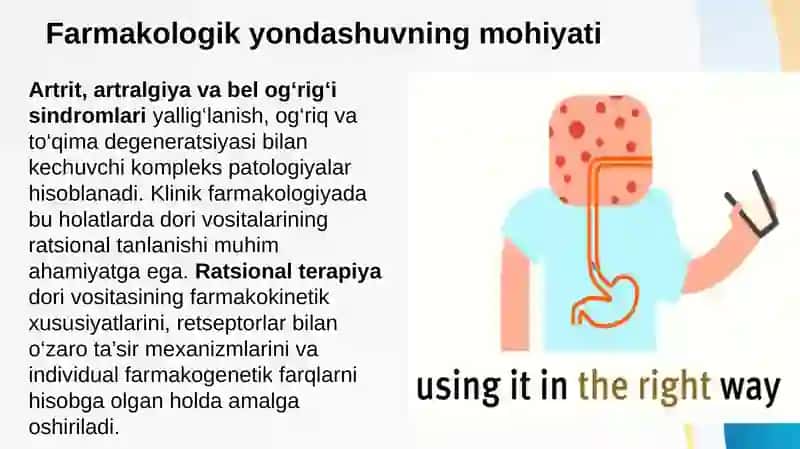 Artrit, artralgiya va belda og'riq sindromlarida dori vositalarini ratsional qo'llashga klinik-farmakologik yondashuv 2