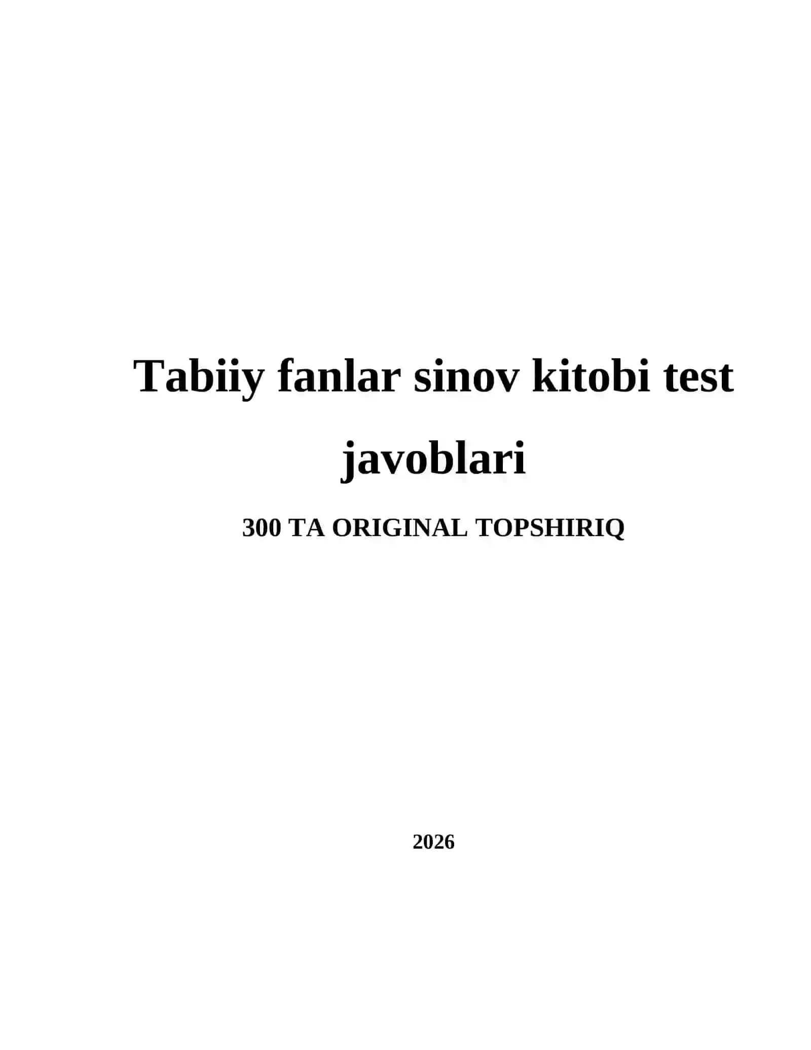 Tabiiy fanlar sinov kitobi test javoblari 2