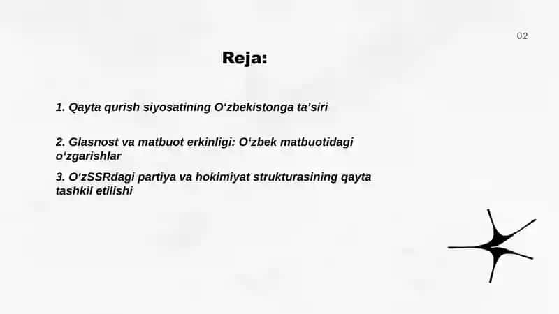 Qayta qurish yillarida O'zbekistondagi ijtimoiy siyosiy vaziyat 2