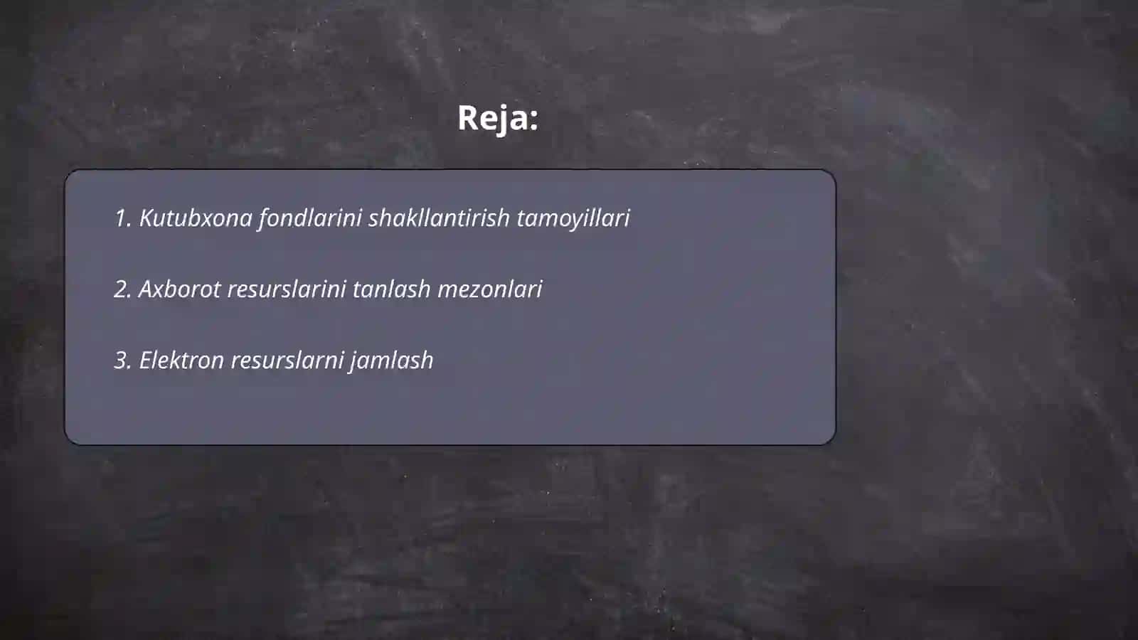 Kutubxona-axborot muassasalari fondlarini tashkil qilish texnologiyasi 2